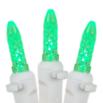 Green LED Icicle Lights on White Wire 150 Bulbs