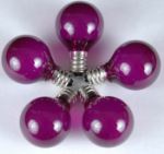 25 G30 Globe Light String Set with Purple Satin Bulbs on White Wire