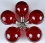 25 G50 Globe Light String Set with Red Bulbs on Green Wire