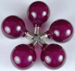 25 G50 Globe Light String Set with Purple Bulbs on White Wire