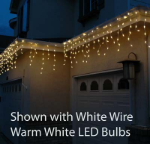 Blue LED Icicle Lights on Green Wire 150 Bulbs