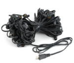100' Black Commercial Grade Stringer 100 Candelabra (e12) Base Sockets