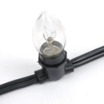 100' Black Commercial Grade Stringer 100 Candelabra (e12) Base Sockets