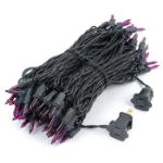 Purple Christmas Mini Lights 100 Light 50 Feet Long on Black Wire