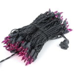 Purple Christmas Mini Lights 100 Light 50 Feet Long on Black Wire
