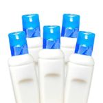 50 LED Battery Operated Lights Blue on White Wire