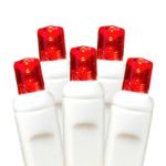 50 LED Battery Operated Lights Red on White Wire