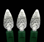 Pure White 100 LED C6 Strawberry Mini Lights Commercial Grade Green Wire