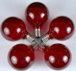 100 G50 Globe Light String Set with Red Bulbs on White Wire