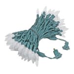 Pure White 100 LED C6 Strawberry Mini Lights Commercial Grade Green Wire