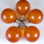 25 G50 Globe Light String Set with Orange Bulbs on Brown Wire