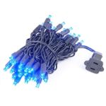 50 LED Blue LED Christmas Lights 11' Long on Black Wire