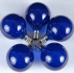 25 G40 Globe String Light Set with Blue Satin Bulbs on White Wire