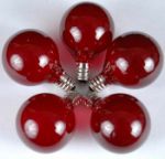 25 G40 Globe String Light Set with Red Satin Bulbs on White Wire