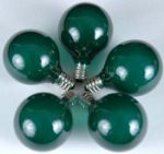 25 G40 Globe String Light Set with Green Satin Bulbs on Black Wire
