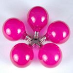 25 G40 Globe String Light Set with Pink Satin Bulbs on Black Wire