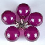 25 G40 Globe String Light Set with Purple Satin Bulbs on Black Wire