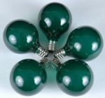100 G40 Globe String Light Set with Green Satin Bulbs on White Wire