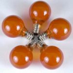 100 G30 Globe String Light Set with Orange Satin Bulbs on Green Wire