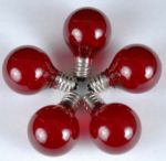 100 G30 Globe String Light Set with Red Satin Bulbs on White Wire