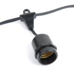 15 LED S14 Warm White Commercial Grade Suspended Light String Set on 48' of Black Wire 