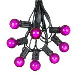 100 G30 Globe String Light Set with Purple Satin Bulbs on Black Wire