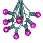 100 G30 Globe String Light Set with Purple Satin Bulbs on Green Wire