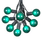 100 G50 Globe Light String Set with Green Bulbs on Black Wire