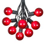 100 G50 Globe Light String Set with Red Bulbs on Black Wire