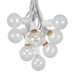 100 G50 Globe Light String Set with Clear Bulbs on White Wire