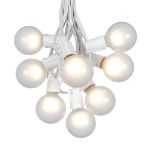 100 G50 Globe Light String Set with Frosted White Bulbs on White Wire