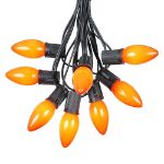 C9 25 Light String Set with Ceramic Orange Bulbs on Black Wire
