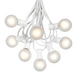 100 G40 Globe String Light Set with Frosted White Bulbs on White Wire