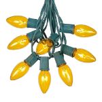 100 C9 Christmas Light Set - Yellow Bulbs - Green Wire