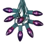 100 C9 Christmas Light Set - Purple Bulbs - Green Wire