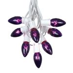 100 C9 Christmas Light Set - Purple Bulbs - White Wire