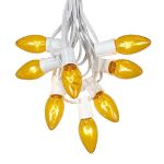 100 C9 Christmas Light Set - Yellow Bulbs - White Wire