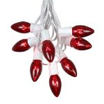 100 C9 Christmas Light Set - Red Bulbs - White Wire
