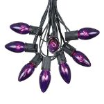 100 C9 Christmas Light Set - Purple Bulbs - Black Wire