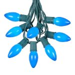 100 C9 Ceramic Christmas Light Set - Blue - Green Wire
