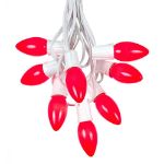 100 C9 Ceramic Christmas Light Set - Red - White Wire