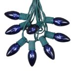 25 Twinkling C9 Christmas Light Set - Blue - Green Wire
