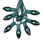 25 Twinkling C9 Christmas Light Set - Green - Green Wire
