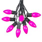 100 C9 Ceramic Christmas Light Set - Pink - Black Wire