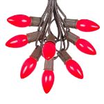 100 C9 Ceramic Christmas Light Set - Red - Brown Wire