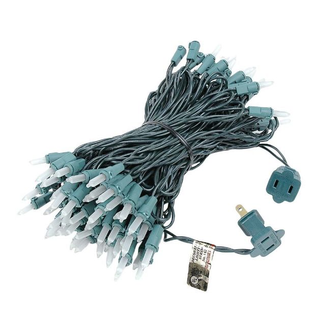 Frosted Christmas Mini Lights 100 Light 50 Feet Long on Green Wire