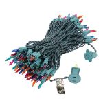 Multi Christmas Mini Lights 100 Light 50 Feet Long on Green Wire