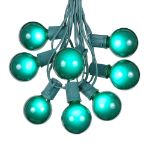 25 G50 Globe Light String Set with Green Bulbs on Green Wire 