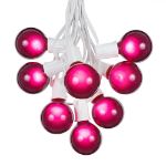 25 G50 Globe Light String Set with Purple Bulbs on White Wire