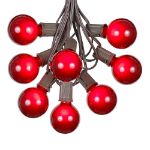 25 G50 Globe Light String Set with Red Bulbs on Brown Wire